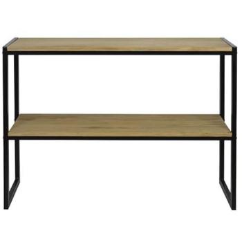 Consola iCub Vintage Industrial con Bandeja 100x32x75cm en Madera Maciza de Pino Negra