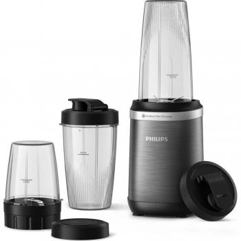 Batidora Philips Serie 5000 HR2767/00, 1000W, ProBlend Plus, 3 vasos (700ml, 500ml, 300ml), diseño compacto, negro/acero inoxidable