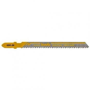 KWB 49620125 Paquete profesional de 5 hojas de sierra de calar para madera, fino, acero al carbono HCS, vástago de leva simple, T101B, p. ej. para Einhell RT-JS 85
