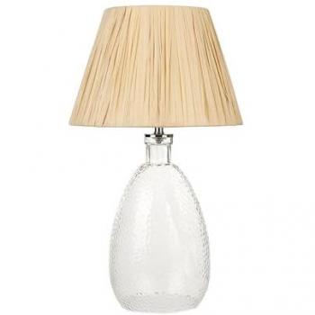 Lámpara de Mesa con Base de Vidrio Transparente y Pantalla de Papel Natural 54 cm estilo Blanco