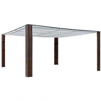 Brown and Cream Poly Rattan Gazebo with Roof 400x400x200 cm