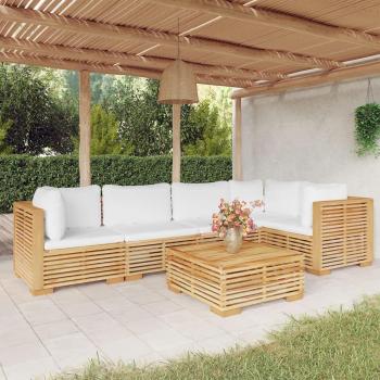 vidaXL 6-Piece Solid Teak Wood Garden Lounge Set with Cushions