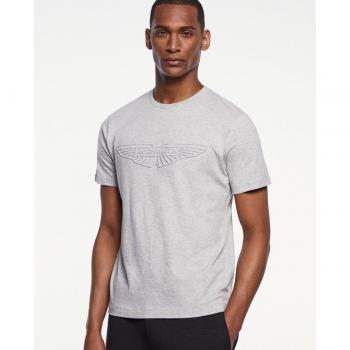 Hackett AMR Embossed Logo Grey Short Sleeve T-Shirt for Men