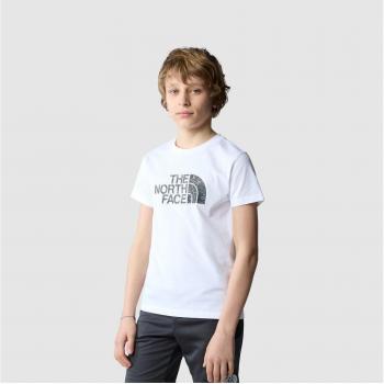 Camiseta de niños The North Face Easy manga corta blanca con logo negro - Talla L