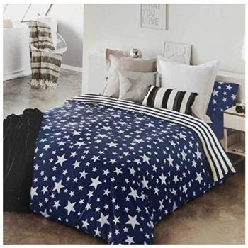 Funda Nórdica Givette Azul Algodón-Poliéster 180 cm con Fundas de Almohada