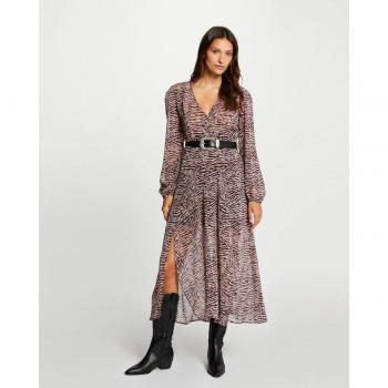 Vestido acampanado estampado con escote cruzado Morgan