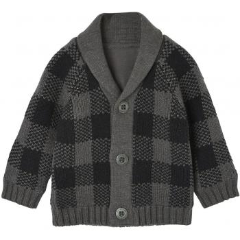 VERTBAUDET Chaqueta Forrada con Cuello Grande para bebé niño Gris Oscuro a Cuadros 3-6 Meses, 67CM
