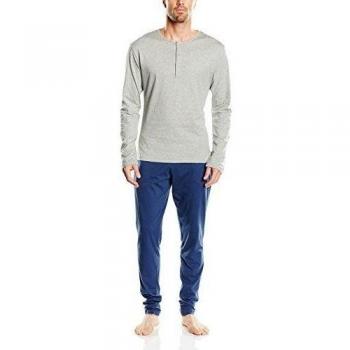 Mick Morrison - Pijama de dos piezas Hombre, grau melange/navy, L