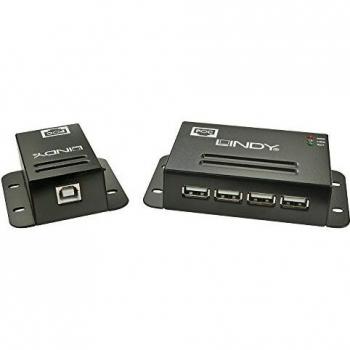 Lindy 42681 Extensor USB por Ethernet, Transmisor y Receptor de Red, Color Negro