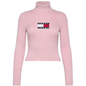 Tommy Jeans Women's Slim Fit Turtleneck Sweater with Logo, Offwhite, Size S