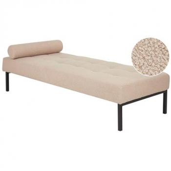 Chaise Longue Elegante Beige Bouclé con Patas de Metal para Sala de Estar y Dormitorio Chinon