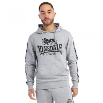 Lonsdale Men's Regular Fit Scousburgh Hoodie in Marl Grey/Black/White 2XL