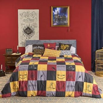Funda Nórdica Hogwarts 100% Algodón Multicolor 175 Hilos con Botones para Cama de 135/140 (220 x 240 cm) - Calidad Extrasuave Made in Spain