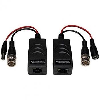 Balun Vídeo/Alimentación TVI con Terminal 8P8C (RJ45) y Cables de Alimentación/BNC - Par