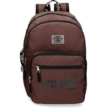 Pepe Jeans Osset Mochila Doble Compartimento Adaptable a Carro Marrón 31x46x15 cms Poliéster 21.39L