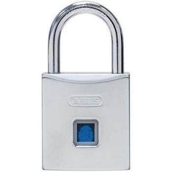ABUS Candado Touch 56/50 que se abre por huella dactilar - Cerradura sin llave - 10 usuarios - Ideal para deportes, jardín, sótano y oficina - Plata - 86531
