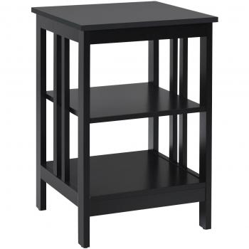 Mesita de Noche Costway con Barras de Refuerzo, Mesita Auxiliar Lateral de Sofá para Dormitorio, Salón y Pasillo, Dimensiones 41 x 41 x 61 cm, Color Negro