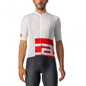 Maillot Castelli Downtown Manga Corta Blanco y Rojo para Hombre, Tamaño L