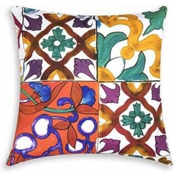 Excelsa Lisboa Cojín Decorativo, Relleno Incluido, Funda de algodón, Multicolor, 1 Unità