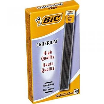 BIC Criterium - Caja de minas HB de 2 mm compatible con BIC Atlantis, BIC Velocity y BIC Re-Action Ecolutions, 12x6 minas