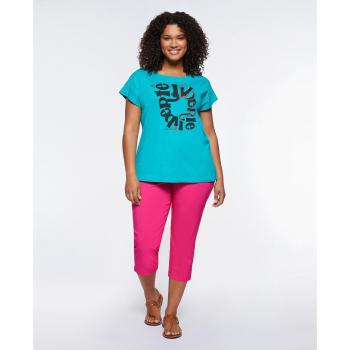 Pantalón Capri de textil elástico para mujer con cremallera y botón - Fiorella Rubino
