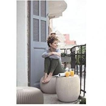 Keter Knit Set Nuevo Ratan Tricotado, Set 2 Puff + Mesa 228475