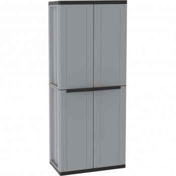 Armario de Resina J-Line, 68x38x164cm, 4 Estantes, Gris/Negro