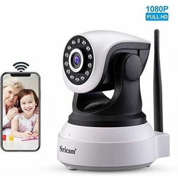 Sricam SP017 Camara Vigilancia WiFi Interior, Camaras de Vigilancia WiFi Seguridad con Micrófono y Altavoz, Visión Nocturna camaras IP WiFi 1080p Detección de Movimiento, para Bebé y Mascotas