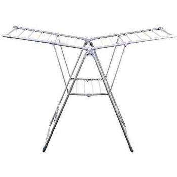 Tendedero de Ropa Plegable con Alas de Acero INOX Extensible Blanco