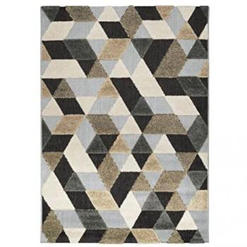 Alfombra Geomet - Gris, Negro y Marrón - En polipropileno - 120 x 170 cm - Interior/Exterior