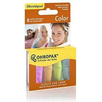 Ohropax Color Foam Earplugs, Sound-Reducing, 8 Pieces