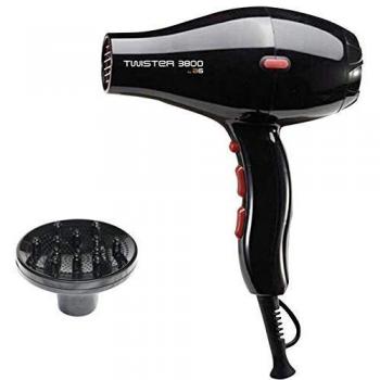 Secador de Pelo Profesional Iónico Twister 3800 2100W Negro con Difusor y Boquillas
