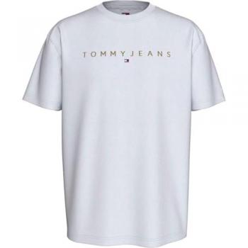 Camiseta Tommy Jeans Hombre Manga Corta Logo Lineal Color Blanco Talla M Algodón Orgánico Sostenible