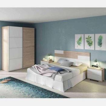 Cabecero con mesitas Erika para cama de 150 cm, diseño moderno, incluye cabecero y dos mesitas de noche