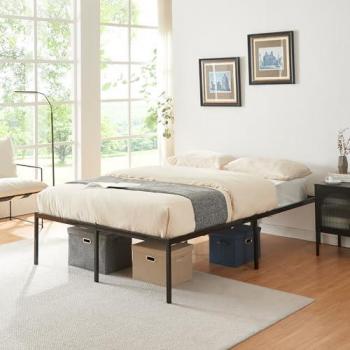Cama de metal Vårdö 140x200 cm con somier - Negro