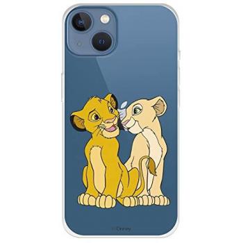 Funda Oficial de Disney para iPhone 13 - Silueta de Simba y Nala, El Rey León, Carcasa de Silicona Flexible
