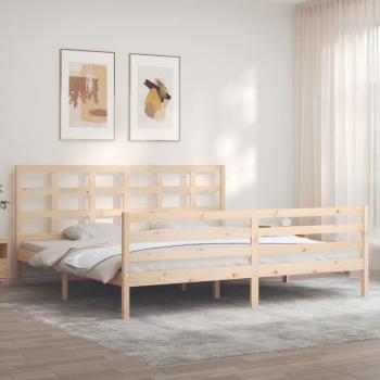 Cama de matrimonio Super King Size de madera maciza con cabecero Blindpiece Vidaxl Marrón