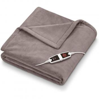 Beurer HD-150 XXL Manta Eléctrica Cosy, 200x150 cm, 100W, Color Gris, Apagado Automático, 6 Ajustes de Temperatura, Lavable a Má