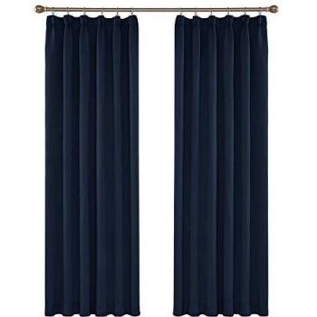 Amazon Brand - Umi Cortinas Opacas de Salon Habitacion Decorativa Fruncidas 2 Piezas 140x240cm Azul Marino