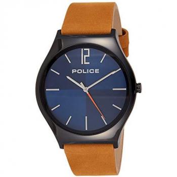 Police Men's Analog Leather Watch PL-15918JSB/03 - Black Fashion Timepiece