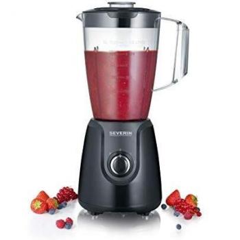 SEVERIN Batidora de vaso de tritán, batidora picadora con 2 velocidades y pulsación adicional, batidora eléctrica con cuchillas de acero inoxidable, 600 W, 1,5 L, negro, SM 3707