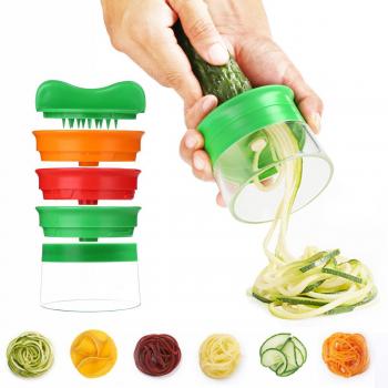 Hand-Held Spiralizer, 3-Blade Grips Slicer Cortador Espiral Rallador Creación de fideos vegetales Cocina herramientas de cocina