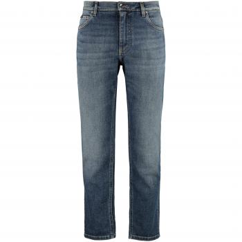 Dolce & Gabbana Men's Slim-Fit Loose-Fit Jeans in Denim, Size 50, Color S9001, Blue with Logo