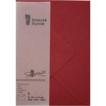 Pack de 5 sobres C7 forrados en color granate de la marca Rossler