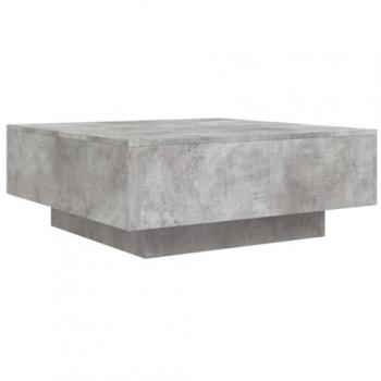 Mesa de centro con luces LED gris hormigón 80x80x31 cm