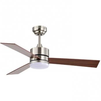 Ventilador de Techo Kilim Shakespear 18W 3 Aspas Retráctiles Madera Ø107 Cm, Níquel, 3 Aspas Reversibles, 18W LED 3000|4000|650