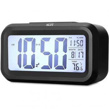 Despertador digital INLIFE LED Digital Alarma Despertador Gran Pantalla LCD Despertador Ideal para Viaje, con Función de Repetición Retroiluminación Inteligente con Tiempo Fecha Temperatura