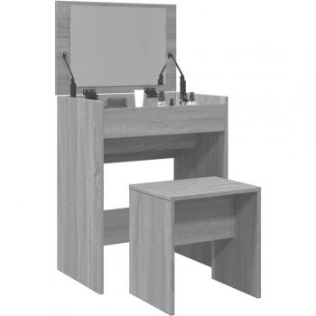 Tocador con taburete gris Sonoma 60x40x113,5 cm, Mesa tocador, tocador de dormitorio, mesa de maquillaje, escritorio de maquillaje