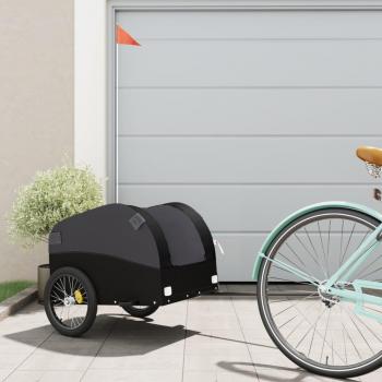 Remolque para bicicleta de carga hierro negro 30 kg vidaXL