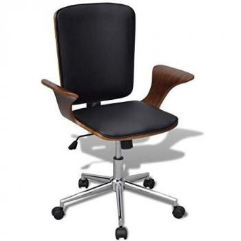 Bentwood Swivel Office Chair with Artificial Leather Upholstery